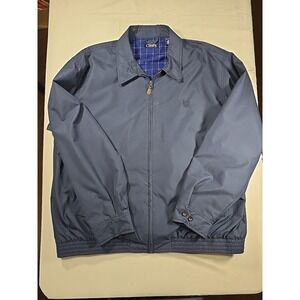 Chaps Ralph Lauren Harrington Jacket Mens 2XL Navy Blue Full Zip Plaid liner